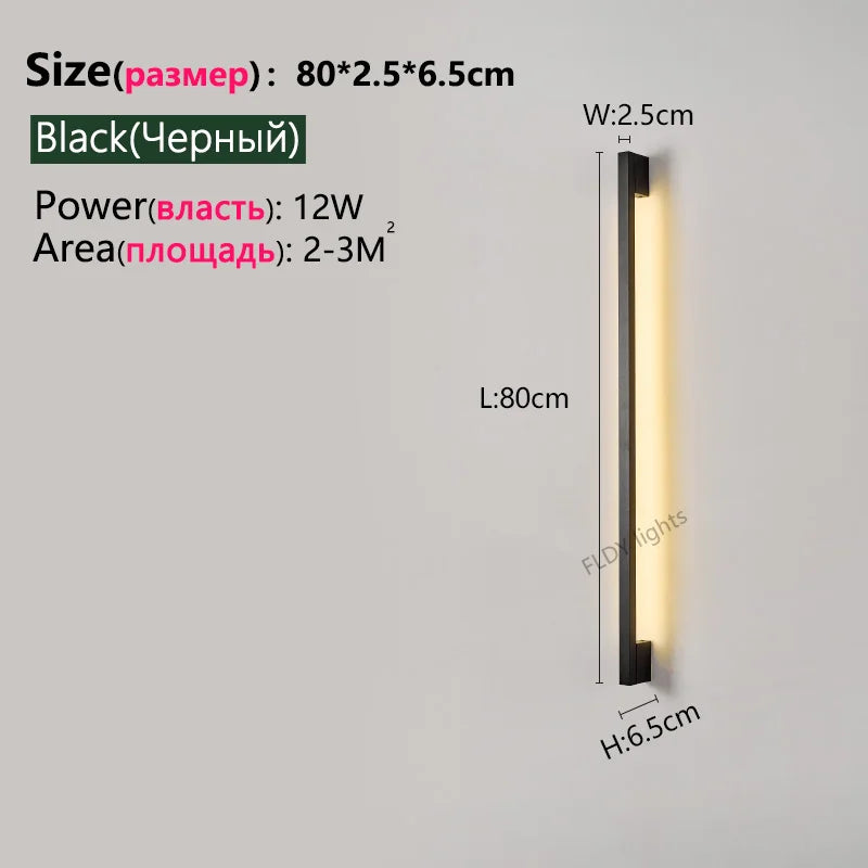 Modern Minimalist Long LED Wall Lamp – Nordic Background Wall Light for Bedroom, Living Room