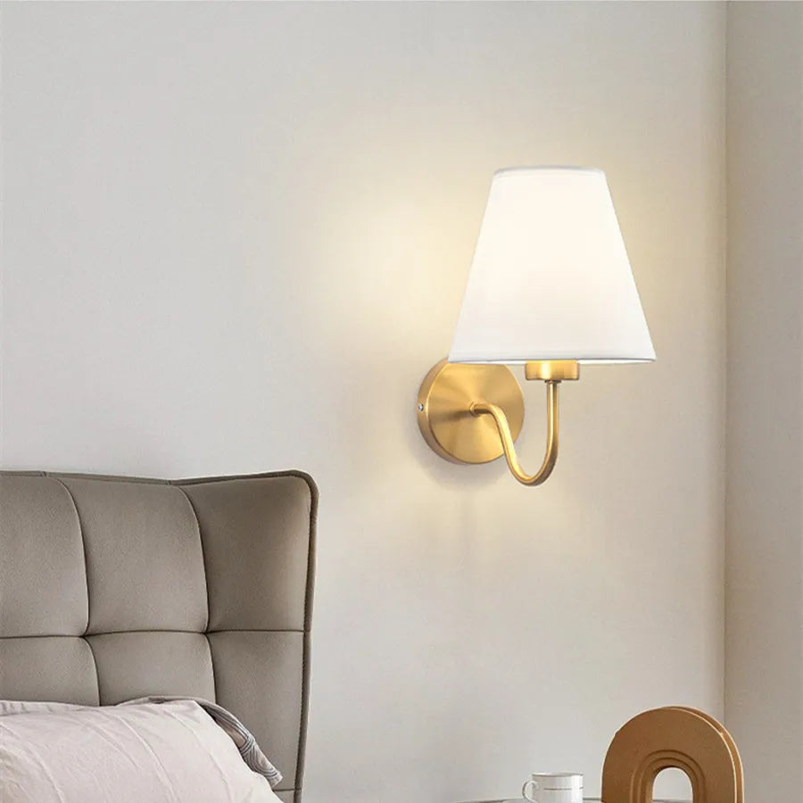 Modern Fabric Wall Lamp – Retro-Inspired Bedside and Living Room Sconce with E27 LED Compatibility