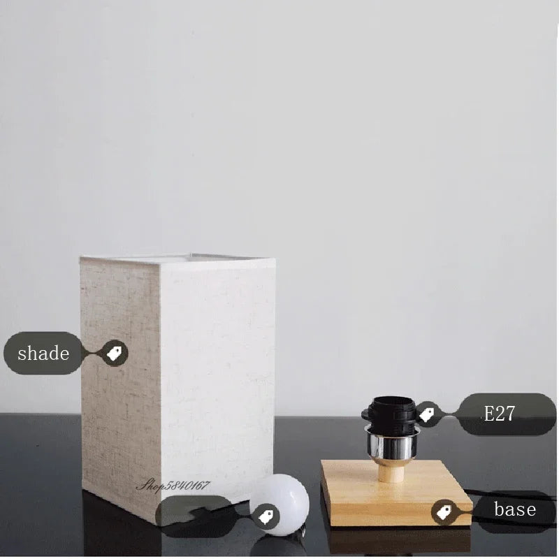 Vintage Chinese Style Wooden Table Lamp – Retro Landscape Painting Desk Light for Bedroom and Artistic Room Decoration