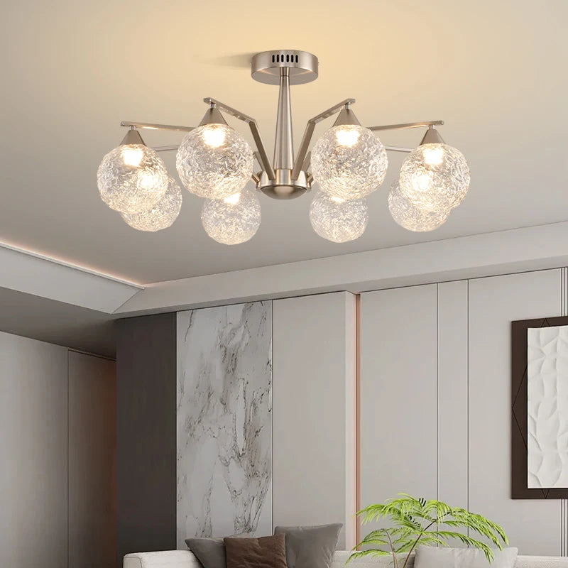 Modern LED Glass Ball Chandeliers – Contemporary Ceiling Lighting for Living Room, Dining Table, Bedroom & Home Decor
