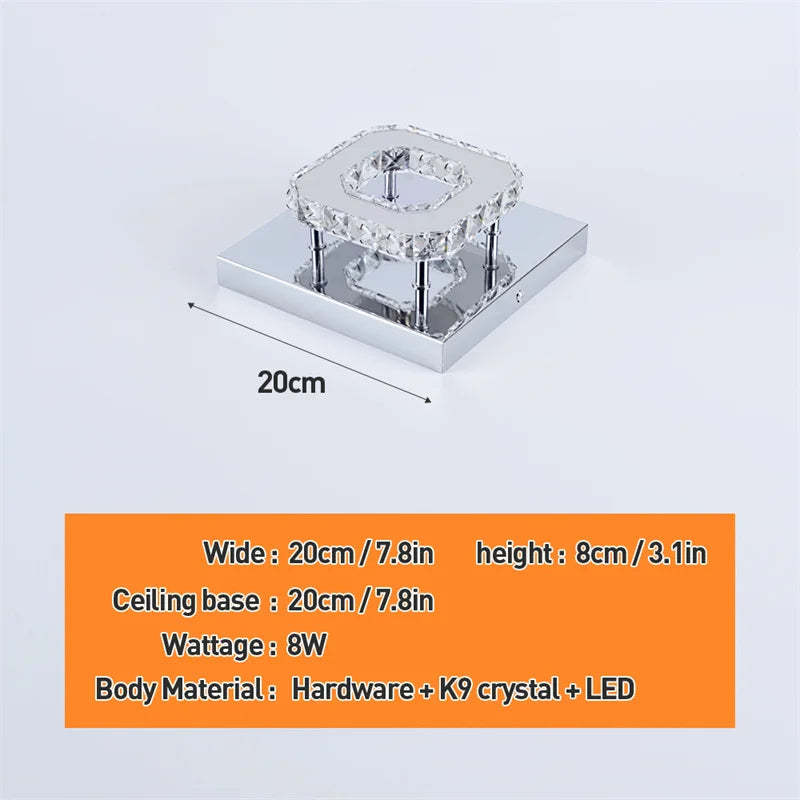 Modern Crystal LED Ceiling Chandelier – Elegant Lighting for Bedroom, Corridor, Dining Room & Hallway