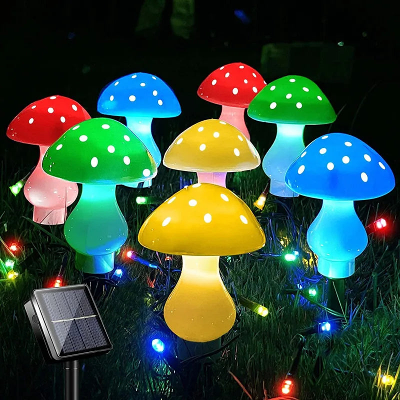 Christmas Solar Mushroom Fairy Lights – 8 LEDs Waterproof Garden Decor for Yard, Wedding & Party Decoration