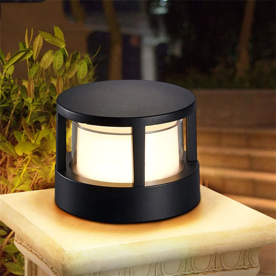 Thrisdar 15W Outdoor Exterior Fence Pillar Lamp, Courtyard Landscape & Pathway Post Light, Modern Aluminum Stigma Lamp