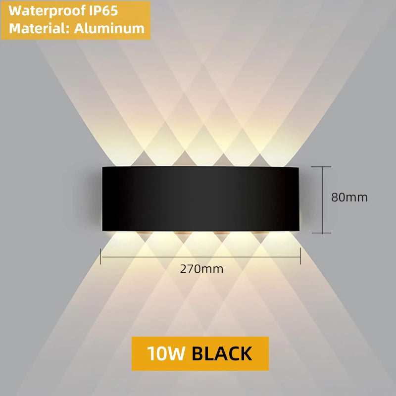 Aluminum Interior Wall Light – Waterproof IP65 LED Up &amp; Down Wall Lamp for Bedroom, Living Room, Garden & Stairs