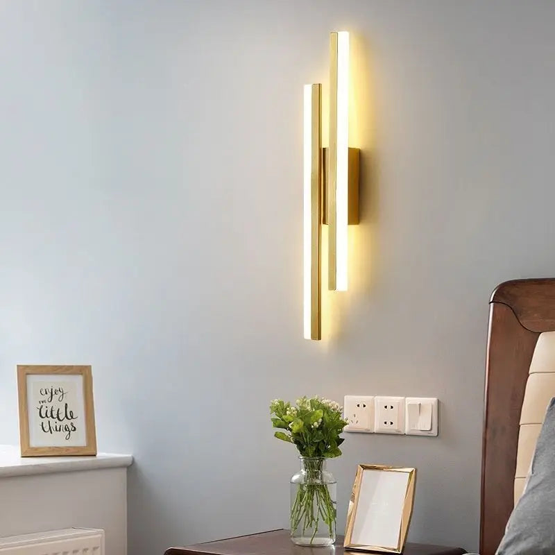 Modern LED Wall Sconce – Copper Line Pipe Design With Acrylic Shade for Bedroom, Living Room, and Corridor Lighting