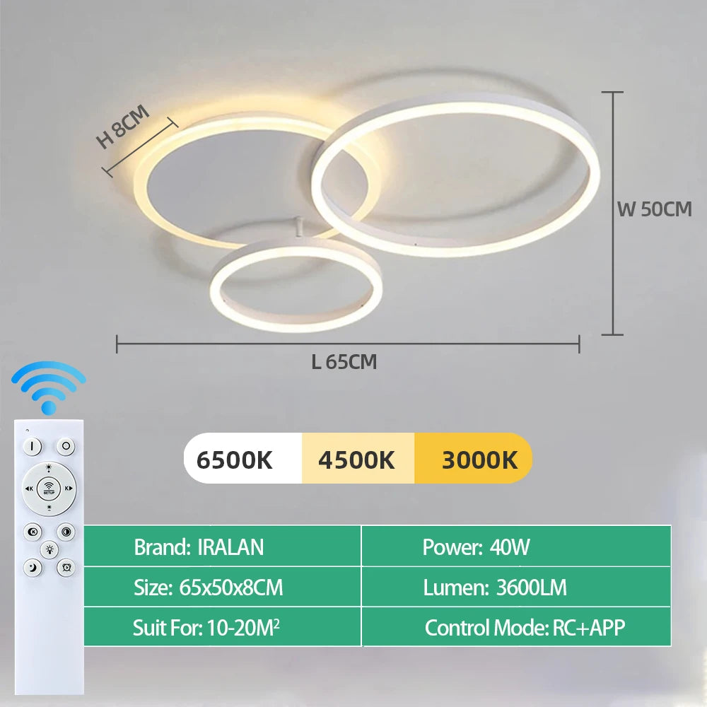 Modern LED Circle Ring Chandelier – Minimalist Ceiling Light for Living Room, Bedroom, Study & Office