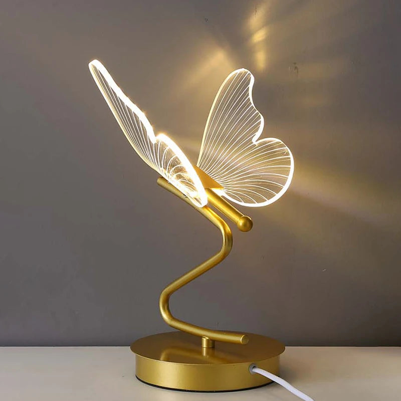 Nordic Butterfly Table Lamp – USB LED Bedside Light with Push Button Switch for Bedroom and Home Décor