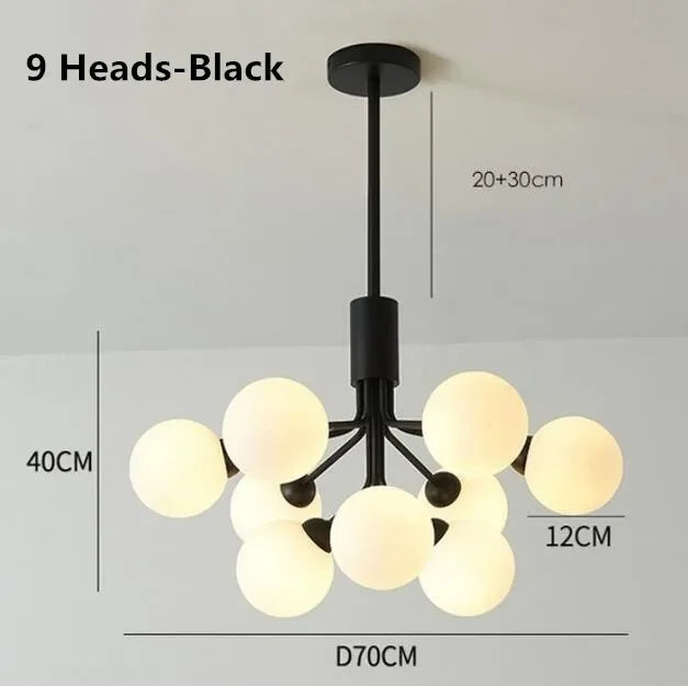 Postmodern Minimalist Magic Beans Chandelier – 2024 Nordic Creative Glass Ball Ceiling Light for Living Rooms and Kitchens