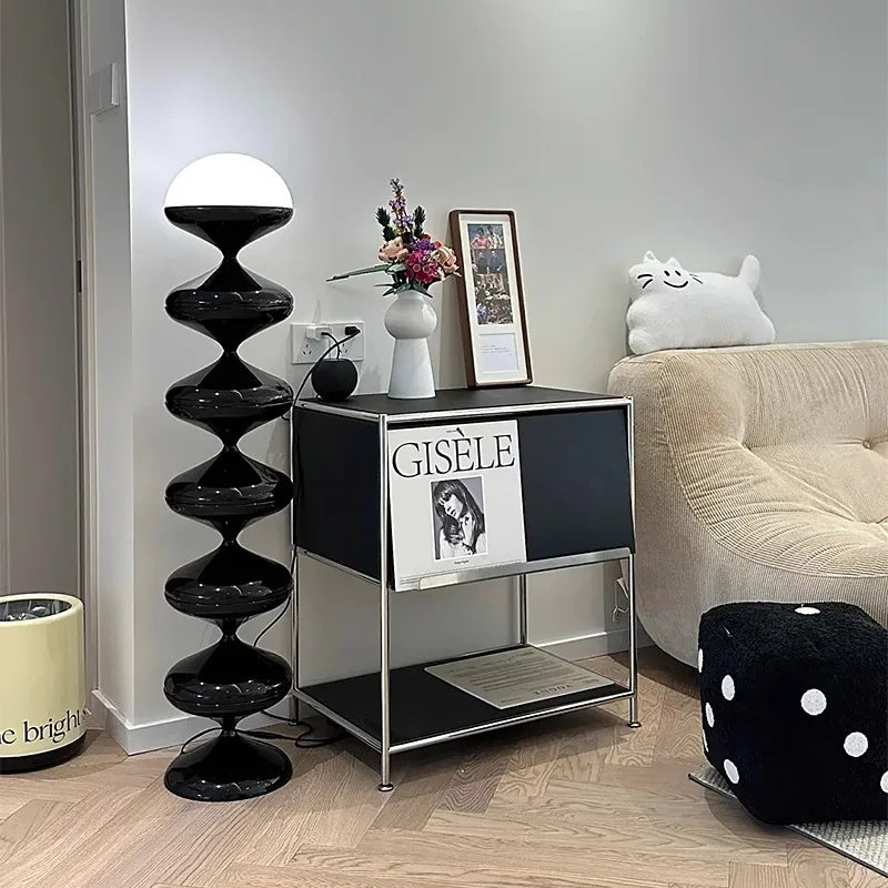 Scandinavian Mid-Century Cream Gourd Floor Lamp – Organic Modern LED Lighting for Living Room and Bedroom