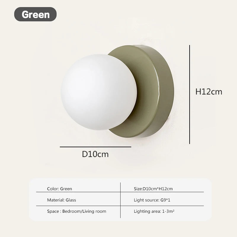 Nordic LED Glass Wall Lamp – Minimalist G9 Orb Sconce for Bedroom, Study, Hallway & Staircase