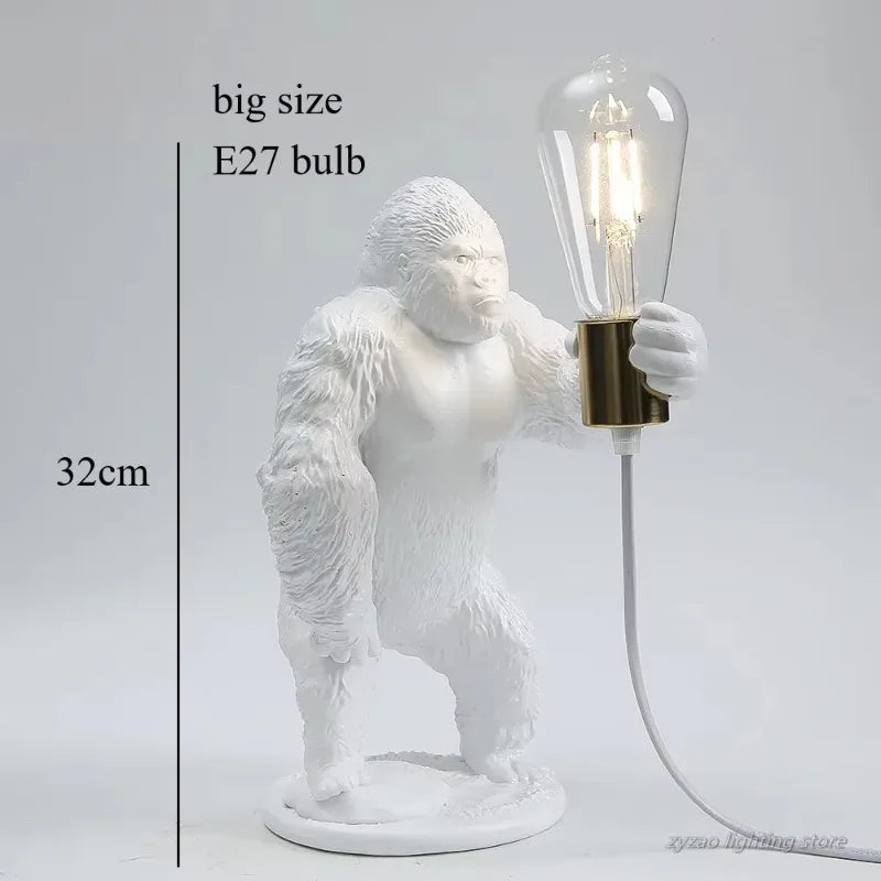 King Kong Gorilla Animal Floor Lamp – Creative Resin Table Light for Bedroom and Home Décor