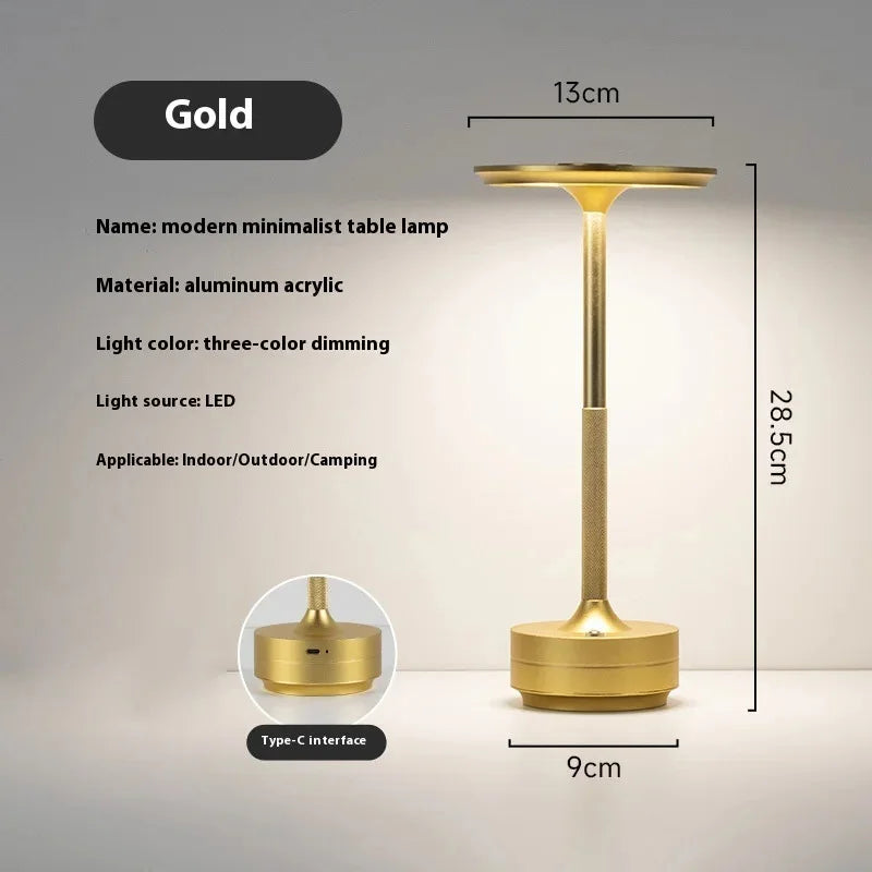 Wireless Simple Decorative Table Lamp – Infinitely Dimmable Retro Portable Rechargeable Touch Desk Light