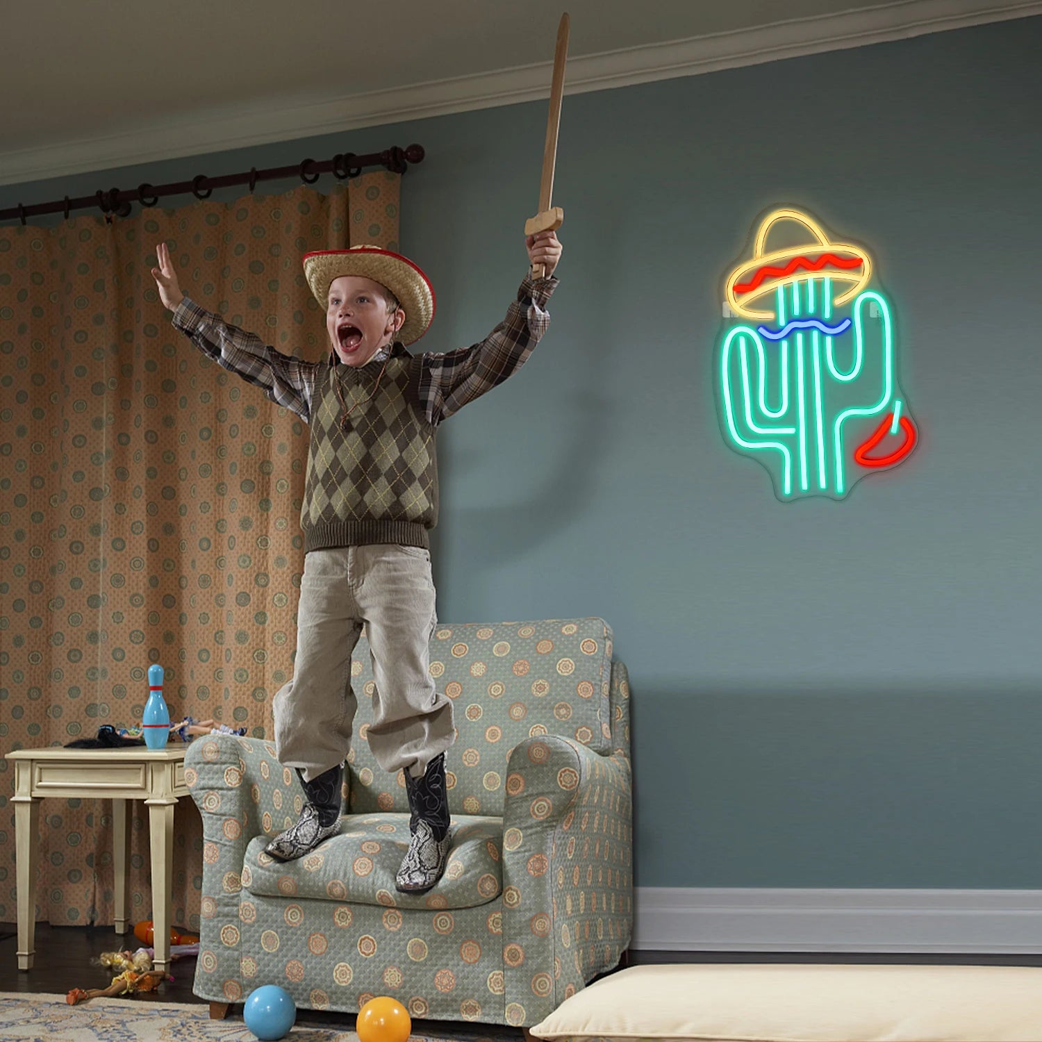 Cactus Neon LED Wall Sign – USB Powered Dimmable Decorative Light for Bedroom, Bar, Party and Game Room