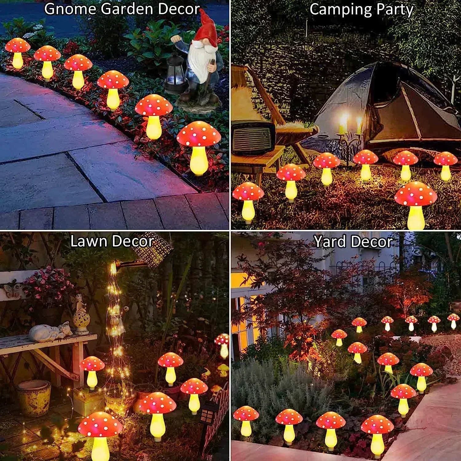 Christmas Solar Mushroom Fairy Lights – 8 LEDs Waterproof Garden Decor for Yard, Wedding & Party Decoration