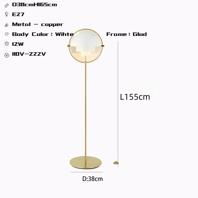 Modern LED Gubi Floor Lamp – Danish Multi-Lite Inspired Luxury Metal Standing Light for Bedroom, Study, and Living Spaces