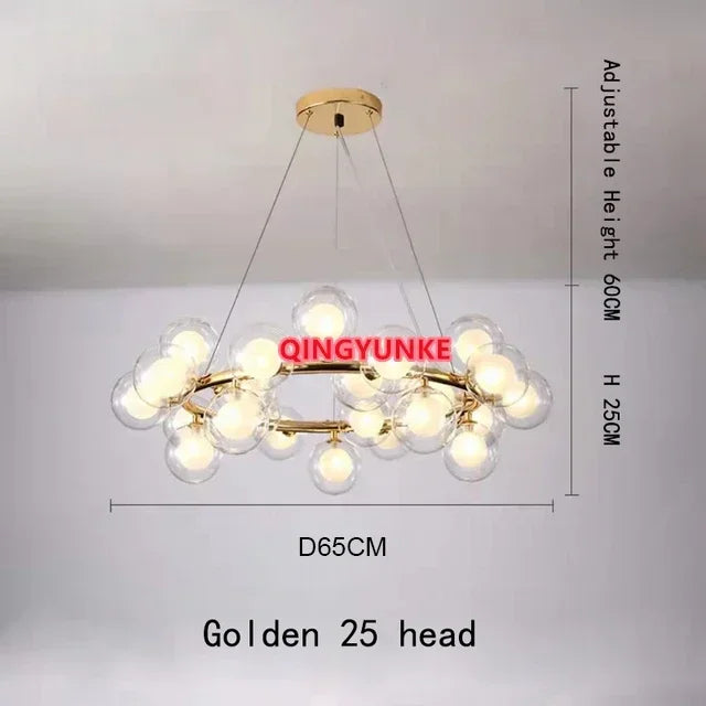 Glass Ball LED Chandelier for Living Room – Modern Nordic Ceiling Lamp & Kitchen Island Pendant Light