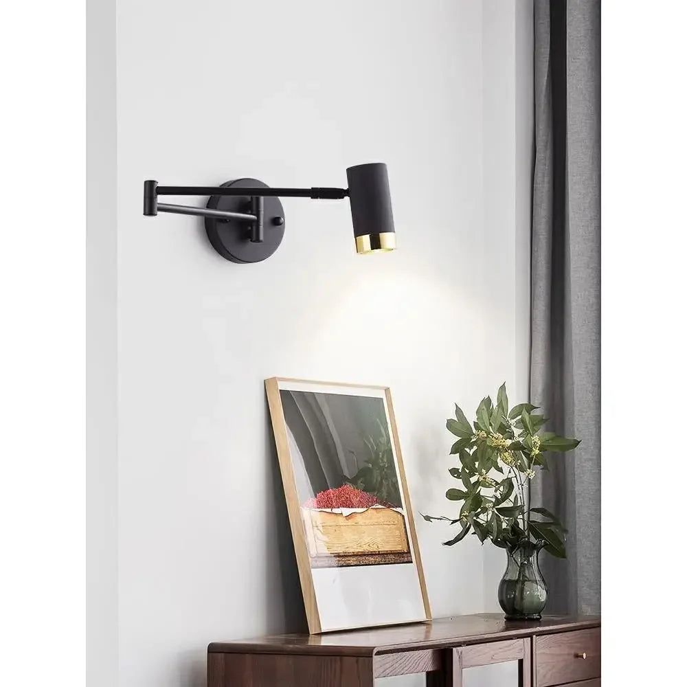 Modern Telescopic Wall Lamp – Foldable Rocking Arm Reading Light for Bedroom, Living Room, and Hotel Interiors