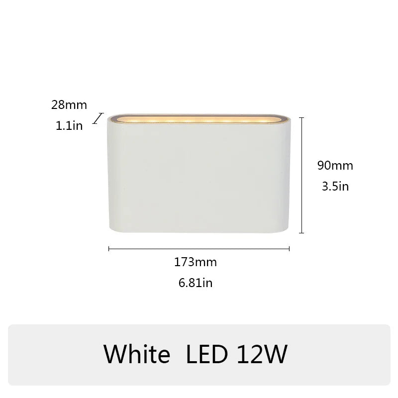 LED Outdoor Waterproof Wall Lamp – 6W, 12W, 20W Aluminum Wall Sconce for Indoor & Outdoor Home Lighting