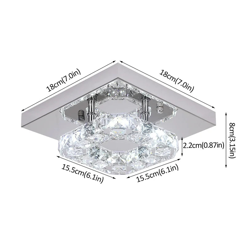 Modern Crystal LED Ceiling Chandelier – Elegant Lighting for Bedroom, Corridor, Dining Room & Hallway