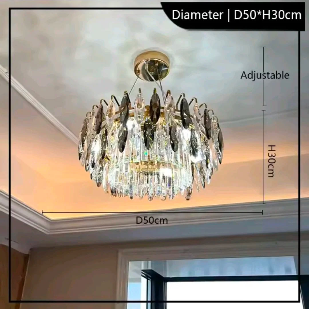 Light Luxury Crystal Chandelier – Modern Minimalist High-End Lighting for Bedroom, Living Room & Villa Spaces