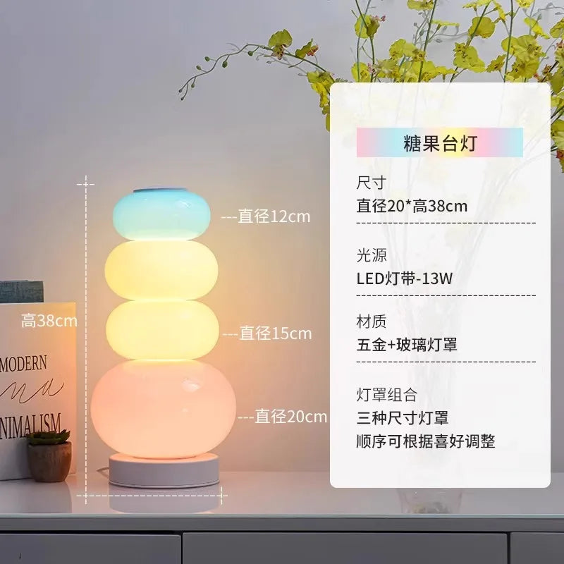 Rainbow Macaron Candy Glass Floor Lamp – Colorful Ambient LED Lighting for Living Room and Bedroom Décor