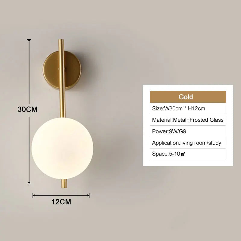 Interior LED Wall Lamp – Modern G9 Frosted Glass Sconce in Black or Gold