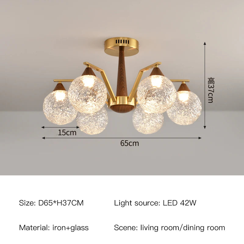 Modern LED Glass Ball Chandeliers – Contemporary Ceiling Lighting for Living Room, Dining Table, Bedroom & Home Decor