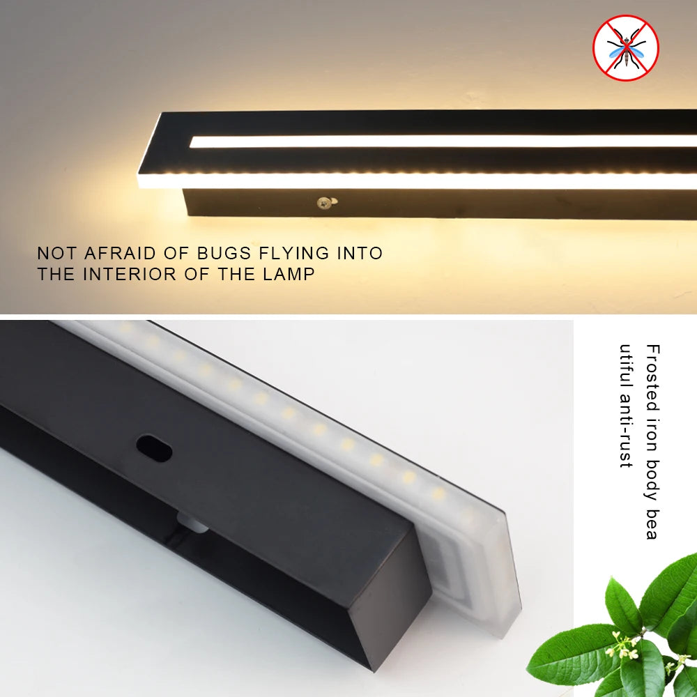 Waterproof IP65 Long LED Wall Sconce – Modern Outdoor Garden and Exterior Wall Lighting