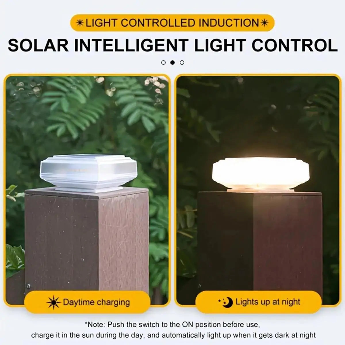 LED Solar Post Light – Warm Pillar Lamp for Outdoor Garden, Lawn & Landscape Decoration