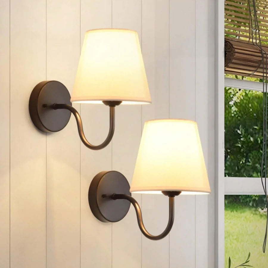 Modern Fabric Wall Lamp – Retro-Inspired Bedside and Living Room Sconce with E27 LED Compatibility