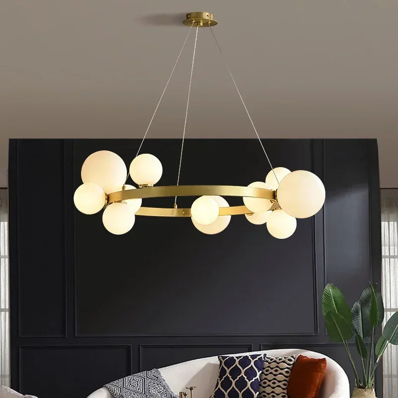 Simple Modern Chandelier – Clear Glass Ball LED Hanging Lamp for Living Room, Dining Room & Bedroom