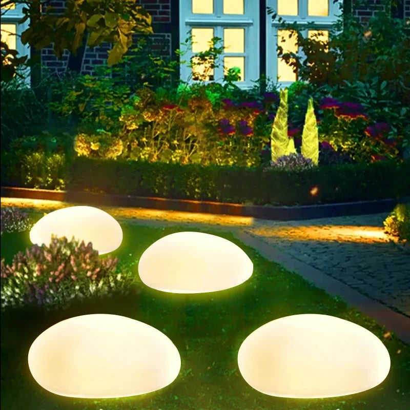 Frosted Glass Solar Ground Light – Pebble-Style Wireless Outdoor Landscape Lamp for Garden, Lawn & Path Decoration