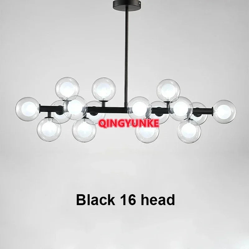 Glass Ball LED Chandelier for Living Room – Modern Nordic Ceiling Lamp & Kitchen Island Pendant Light