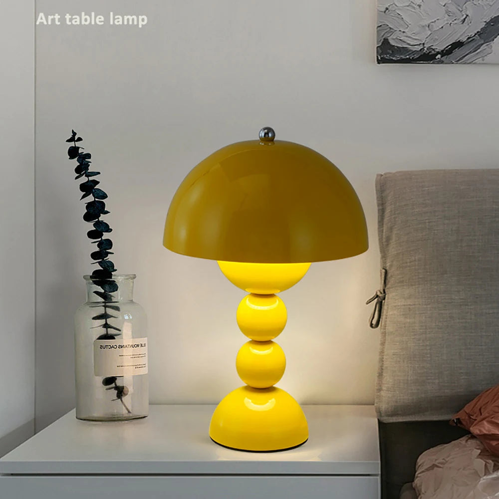 LED Mushroom Table Lamp – Rechargeable Touch-Control Flower Bud Desk Light for Bedroom Night and Room Decoration