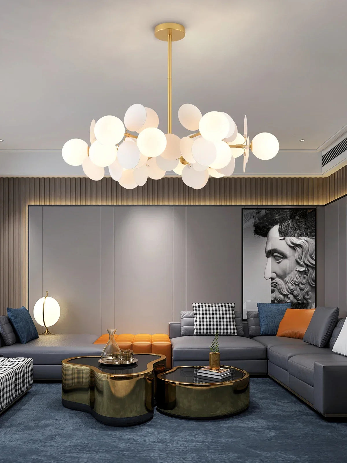 Colorful Chandelier Pendant Lamp – Luxury Metal &amp; Frosted Glass Hanging Light for Bedroom, Dining Room & Living Room