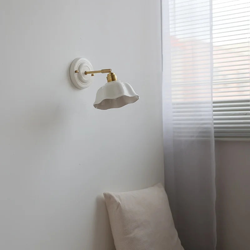 Modern Ceramic Lamp Copper LED Wall Lamp – Adjustable Japanese-Style Bedside and Living Room Sconce
