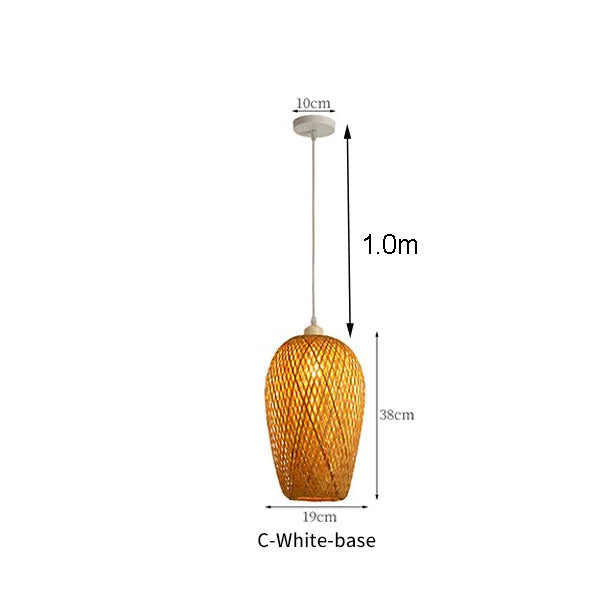 Lomin Bamboo Light Pendant Lamp – Hand-Woven Natural Rattan Wicker Chandelier (E27, 110V / 220V)