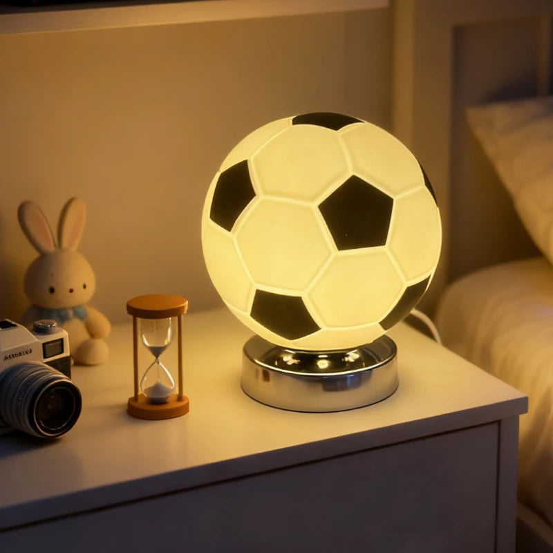 Football Theme Table Lamp – Creative Decorative LED Desk Light with Dimmable Touch Control