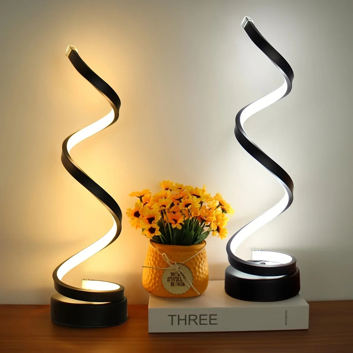 Creative Spiral LED Night Light – Dimmable 3-Color Desk and Bedside Lamp for Modern Bedroom and Office Décor
