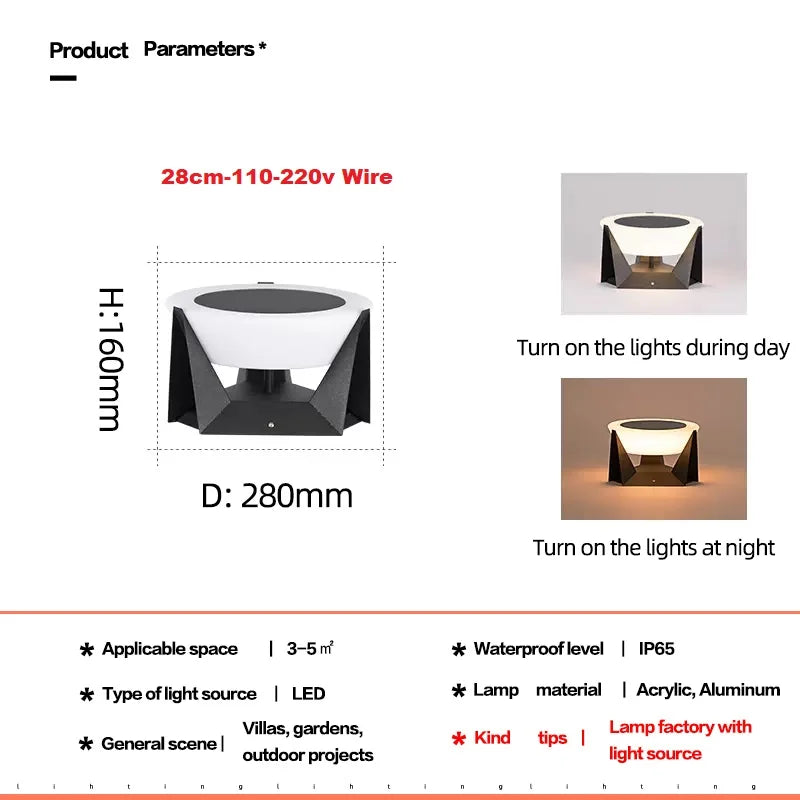 Modern LED Solar Garden Column Lamp, Waterproof Fence Gate Cap Post Light, Patio & Landscape Lighting Decoration