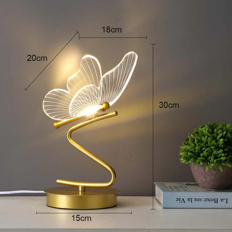 Nordic Butterfly Table Lamp – USB LED Bedside Light with Push Button Switch for Bedroom and Home Décor