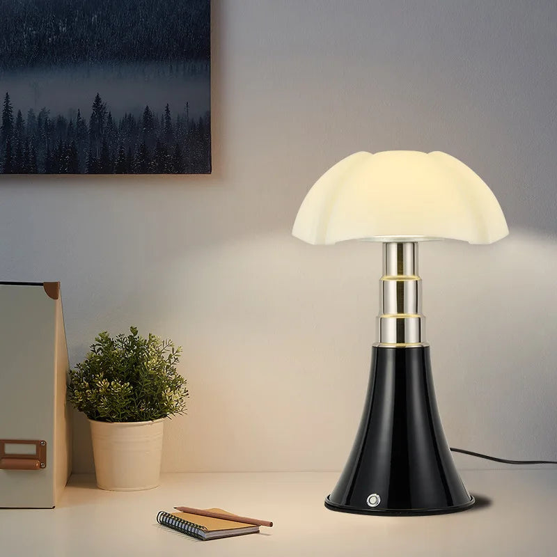 Italy Designer Wrought Iron LED Table Lamp – Bauhaus White Petal Glass Desk Light for Living Room, Bedroom, and Dining Spaces