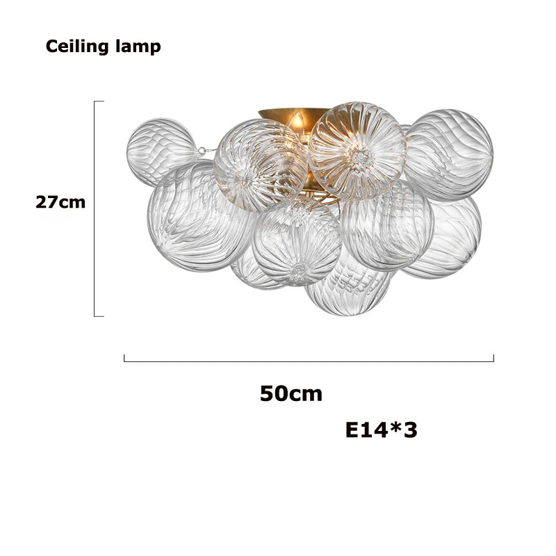 2025 Trendy Glass Bubble Art Chandelier – Gold & Chrome LED Ceiling Light for Living Room