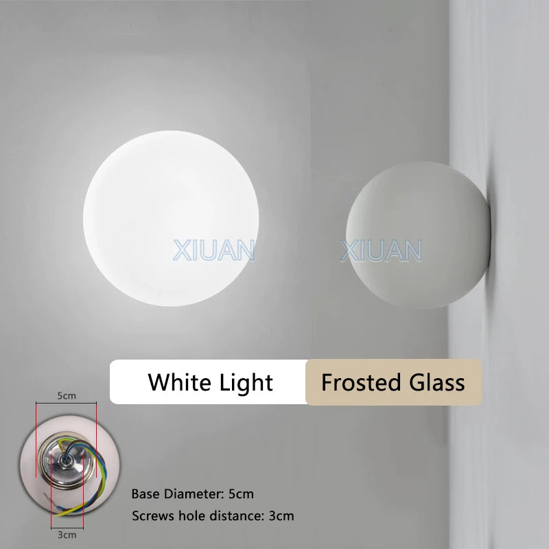 Modern Milky White Glass Wall Lamp – Hidden Base Round G9 LED Sconce for Bedroom, Living Room, and Hallway Décor