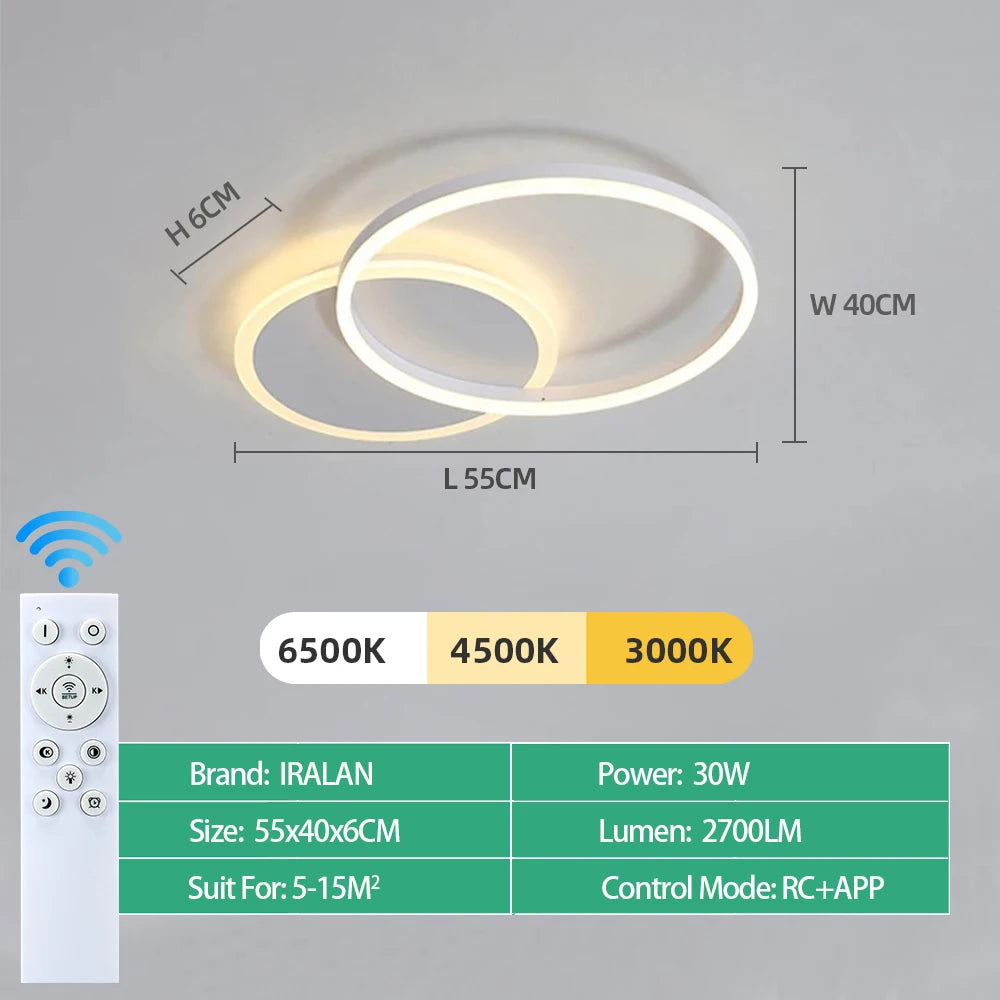 Modern LED Circle Ring Chandelier – Minimalist Ceiling Light for Living Room, Bedroom, Study & Office