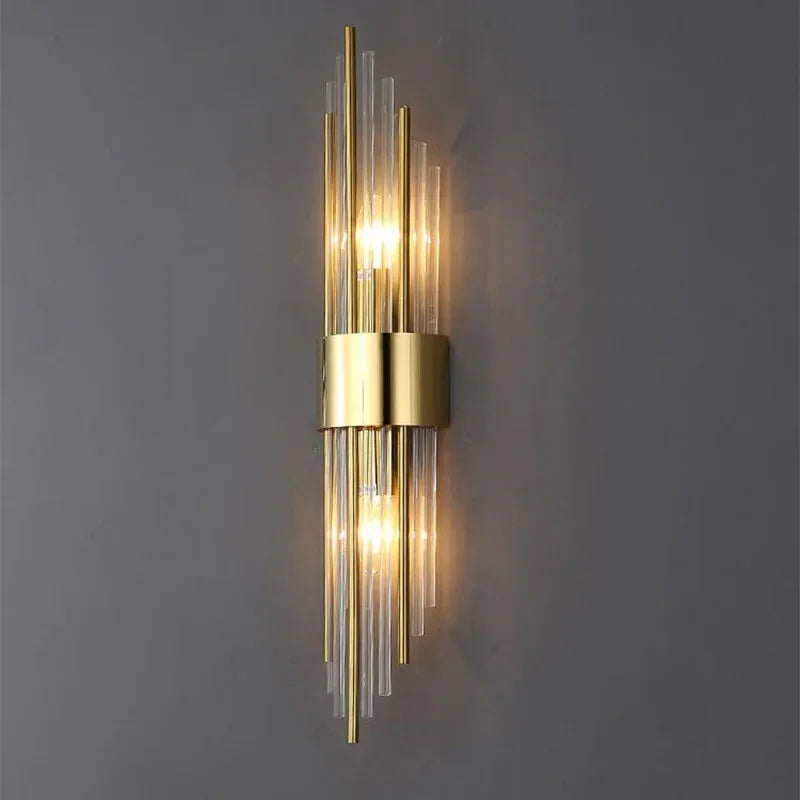 Luxury Gold Crystal LED Wall Lamp – Modern Stainless Steel Sconce for Living Room, Bedroom, Bedside, and Staircase Décor