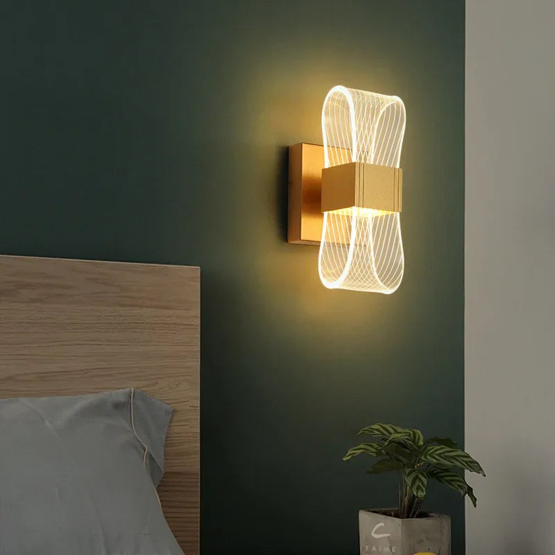 Nordic Luxury Aluminum LED Wall Lamp – Modern Gold Bedside and Living Room Decorative Up–Down Light