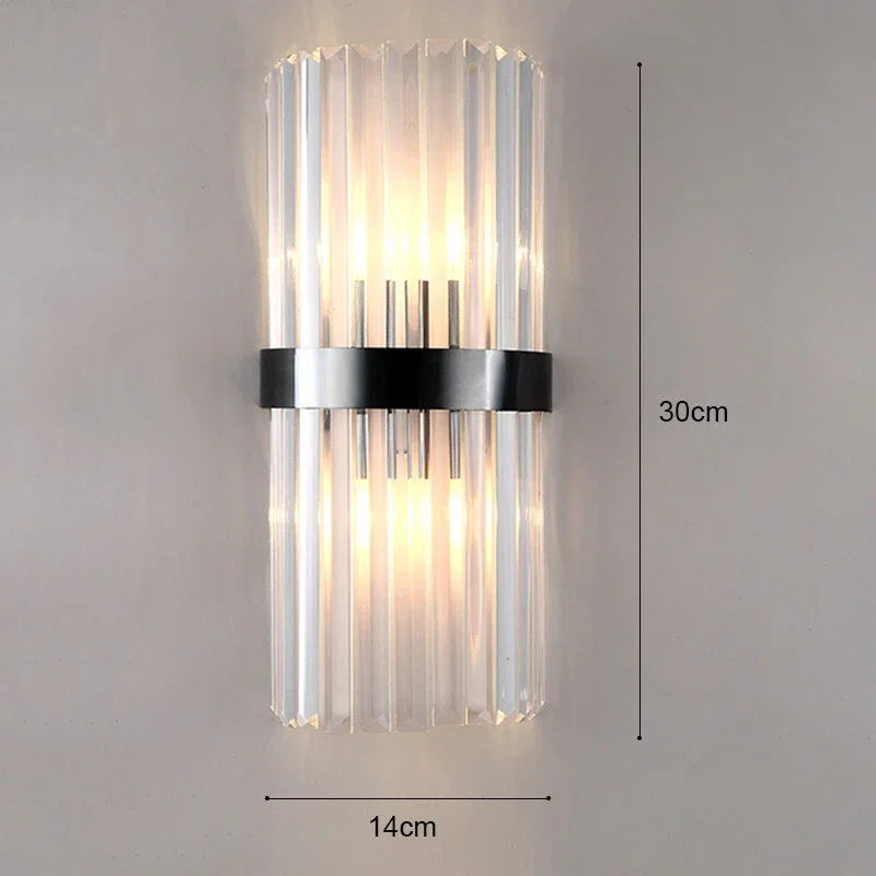 Luxury Gold Crystal LED Wall Lamp – Modern Stainless Steel Sconce for Living Room, Bedroom, Bedside, and Staircase Décor