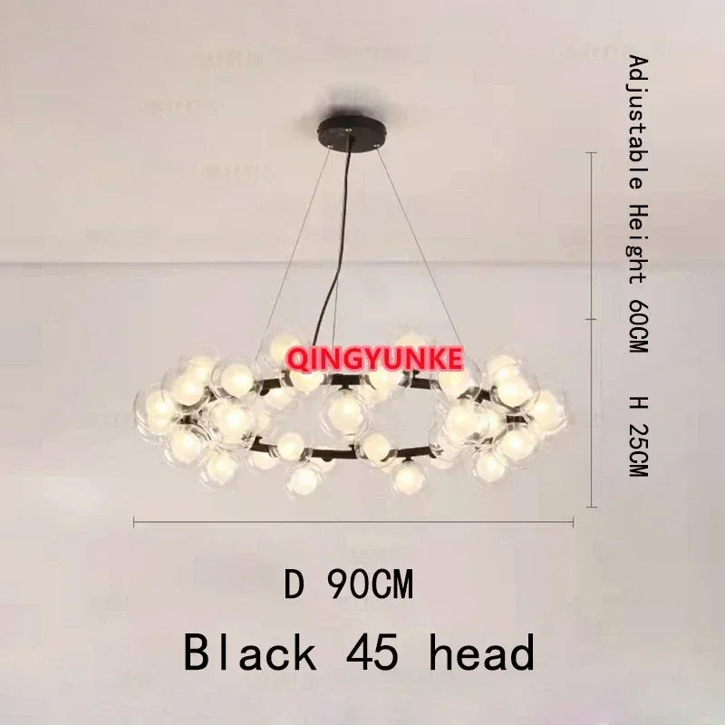 Glass Ball LED Chandelier for Living Room – Modern Nordic Ceiling Lamp & Kitchen Island Pendant Light