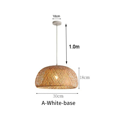 Lomin Bamboo Light Pendant Lamp – Hand-Woven Natural Rattan Wicker Chandelier (E27, 110V / 220V)